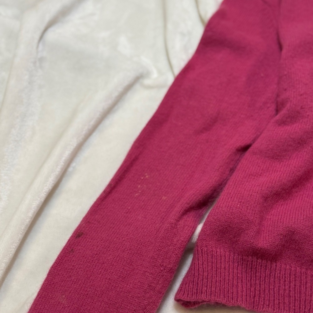 Vintage Tangentis Hot Pink Angora Blend Rhinestone Button Cardigan Womens Small - Picture 8 of 8
